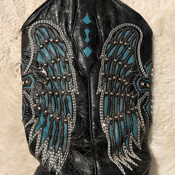 Corral Vintage Black with Teal Embellished Boots - Picture 8 of 11